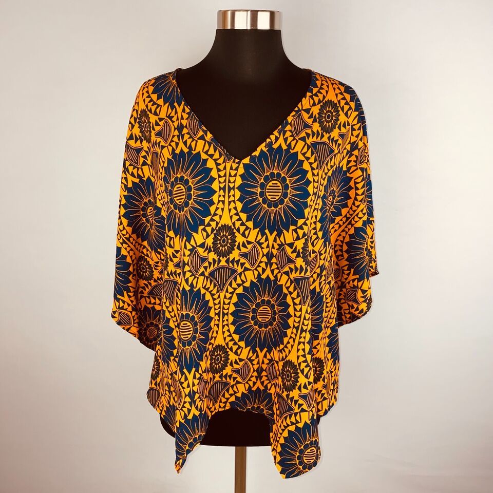 Primary image for New Directions Weekend Womens M Asymmetrical Hem Bold Bohemian Poncho Top