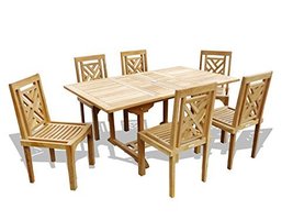 Windsor Grade A Teak 66&quot;x39 Rect Extension Table w/6 Chippendale Stackin... - £3,458.49 GBP