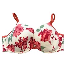 Cacique 44DD Underwire Full Coverage Coral &amp; Cream Floral Women&#39;s Bra - £17.60 GBP