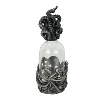 Silver Resin And Glass Octopus Perfume Bottle With Tentacle Cap Decorative Jar - £27.55 GBP