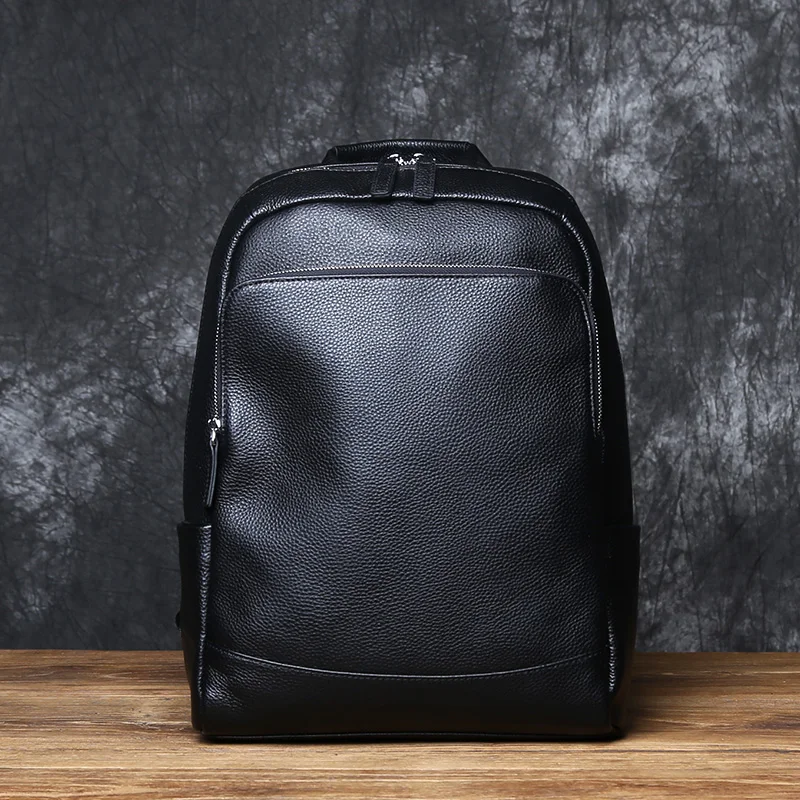 NZPJ Leather Men&#39;s Backpack Natural Cowhide Backpack Fashion Travel Bag Korean V - £273.41 GBP