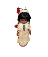 Vintage Native American Indian Girl Doll on Wooden Slice Leather Dress 1... - £11.79 GBP
