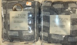 2 Tyler Lined With Grommets Panel Curtains 95&quot; 100% Cotton Blue Indigo - £12.86 GBP