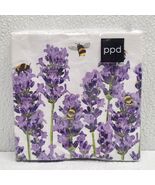 PPD Always Creative Spring Bees &amp; Lavender Purple Flowers 20 Cocktail Na... - $14.75