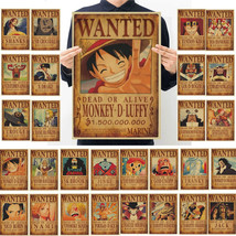 One Piece Wanted Poster Luffy Zoro Nami Franky Boa Law Paper Wall Decor 51.5x36 - £7.97 GBP