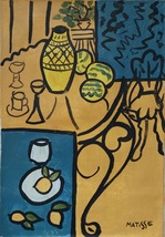 Painting Artwork H. MATISSE Signed Canvas, Vintage Abstract Modern Art, France - £112.49 GBP