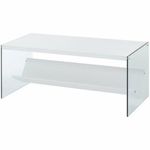 Convenience Concepts SoHo Coffee Table in White Wood Finish and Clear Glass - £155.01 GBP
