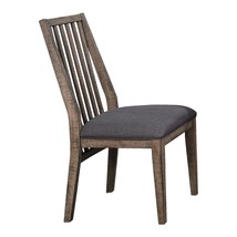 Wooden Side Chairs 2pc Set Padded Fabric-Covered Seats Natural Weathering - £264.12 GBP
