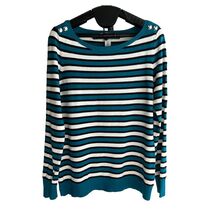 WHBM Sz S Stretch Henley Tee Shirt Blouse Pullover Striped Sweater - $37.45 CAD