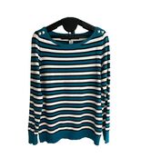 WHBM Sz S Stretch Henley Tee Shirt Blouse Pullover Striped Sweater - $26.54