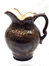Arnels? Rockingham Pottery 7&quot; Pitcher - Brown Glaze With Medical Staff S... - $21.44