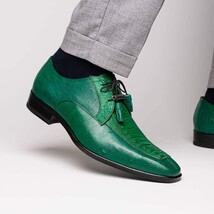 Andretti Genuine Ostrich Leg Dress Derby's Shoes Lemon Green image 7
