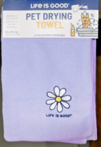 LIFE IS GOOD FLOWER PET MICROFIBER DRYING PURPLE TOWEL Embroidered  44x ... - £11.34 GBP