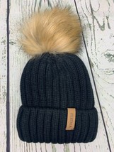 Kids Winter Knitted Pom Beanie Bobble Hat Cotton Lined Faux Fur Ball Pom Pom Cap - £15.26 GBP