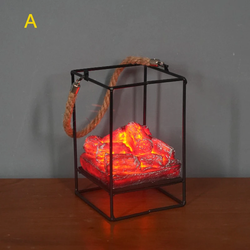 In Stock LED Flame Effect Light Battery Operated Simulation Charcoal Lamp Lights - £96.96 GBP