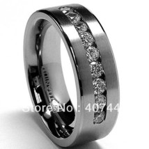 Free Shipping Hot Selling Unique 8 MM Men&#39;s Titanium ring Wedding Band Ring with - £30.87 GBP