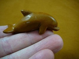 (Y-DOL-SW-715) Tan Mookaite DOLPHIN swimming gemstone carving FIGURINE d... - £13.98 GBP