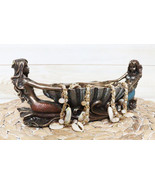Coastal Decor Two Mermaids With Giant Oyster Shell Soap Dish Figurine 9.... - £35.06 GBP