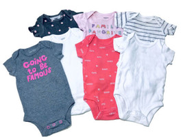 Baby Girl Size 3M Set Of 7 Mixed Brand Short Sleeve Essential Bodysuits - $10.95