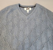 Joseph Abboud Cable Knit Sweater Mens Large Blue Gray Long Sleeve Cotton... - $13.98