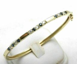 5Ct Round Cut Blue Sapphire &amp; Diamond 14K Yellow Gold Over Women Bangle Bracelet - £121.07 GBP