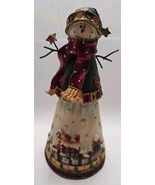 Snowwoman Retro Redin Decor Holiday Bird Design 8&quot; Tall Distress Look - $4.80