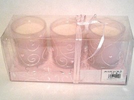 Candles Valentine Love Pink Votive Swirl Hearts  2 1/2 &quot; Tall 2&quot; Top Set of 3 - £10.16 GBP