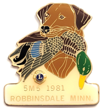 Lions Club 5M5 1981 Robbinsdale MN Pin Hunting Dog Mallard Duck Enamel P... - €11,14 EUR