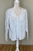 maeve by Anthropologie NWT $90 women’s button up stripe top Sz 16 white blue K8 - £41.87 GBP