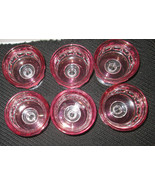 6 RUBY RED STAINED GLASS KINGS CROWN THUMB PRINT  SHERBET GOBLET - $32.35 CAD