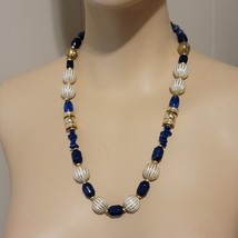 Blue and White Bead Necklace - $8.91