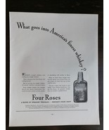 Vintage 1936 Four Roses Straight Whiskey Full Page Original Ad 122 - £5.22 GBP