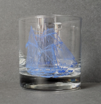 Pride of Baltimore Sailing Boat 10 oz. Whiskey Old Fashion Glass Clear Blue - $15.27