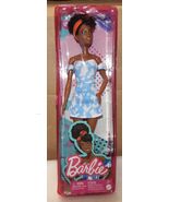 Barbie Fashionistas Doll #185 Mattel Dark Hair Blue White Dress 2022 HBV... - $19.49