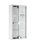 HOMCOM 4 Tier Stainless Steel Wall Mounted Medicine Cabinet Glass Lockab... - €55,68 EUR