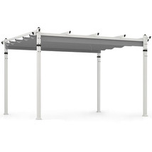 Outdoor Pergola with Retractable Canopy and Aluminum Frame-Gray - Color:... - $10,887.29 MXN