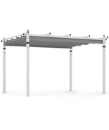Outdoor Pergola with Retractable Canopy and Aluminum Frame-Gray - Color:... - €495,12 EUR