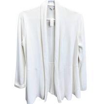 Talbots Cardigan Sweater Cream Size L Open Front Knit Long Sleeve Neutral - £27.20 GBP