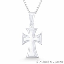 Medieval Cross Pattée Formée Hollow .925 Sterling Silver Christian Charm Pendant - £12.29 GBP+