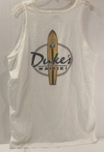 $20 Duke Kahanamoku Surfboard Duke&#39;s Vintage 90s White Waikiki Tee Tank Top L - £13.28 GBP