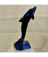 Vintage Mahogany Hand Carved Breeching  Wood Dolphin Sculpture 6.25 Inch... - £19.57 GBP