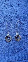 New Pierced Earrings  Hook &quot;Silver Tone&quot; Blue Rhinestone Flower Tulip Summer - $14.99