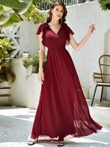 Elegant Evening Dresses V-Neck Short Sleeve A-LINE Floor-Length Gown 2023 Ever p - £102.45 GBP