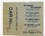 Chicago Milwaukee &amp; St Paul Railway Ticket Envelope and Car No and Berth... - £60.51 GBP