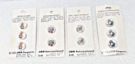 4 Beatrix Potter Peter Rabbit Buttons on Card Benjamin Jemima Tiggy Wink... - $22.28