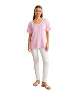 Women Top Charter Club Cotton Printed Shine Heart T-Shirt Size Medium Pink - €21,22 EUR