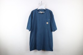 Vintage Carhartt Mens XL Faded Spell Out Heavyweight Pocket T-Shirt Blue... - $29.65