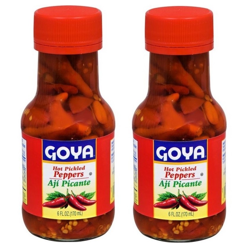 Primary image for Goya Hot Pickled Red Peppers 6 Oz Bottle 2 Bottles