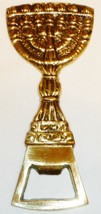 VINTAGE SOLID BRASS BOTTLE OPENER MENORAH ISRAEL BY ORA JUDAICA JUDAISM - $443.71 MXN