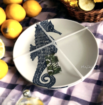 Tommy Bahama Seahorse 11&quot; White Dinner Plates Set of 4 Melamine Indoor O... - £45.95 GBP